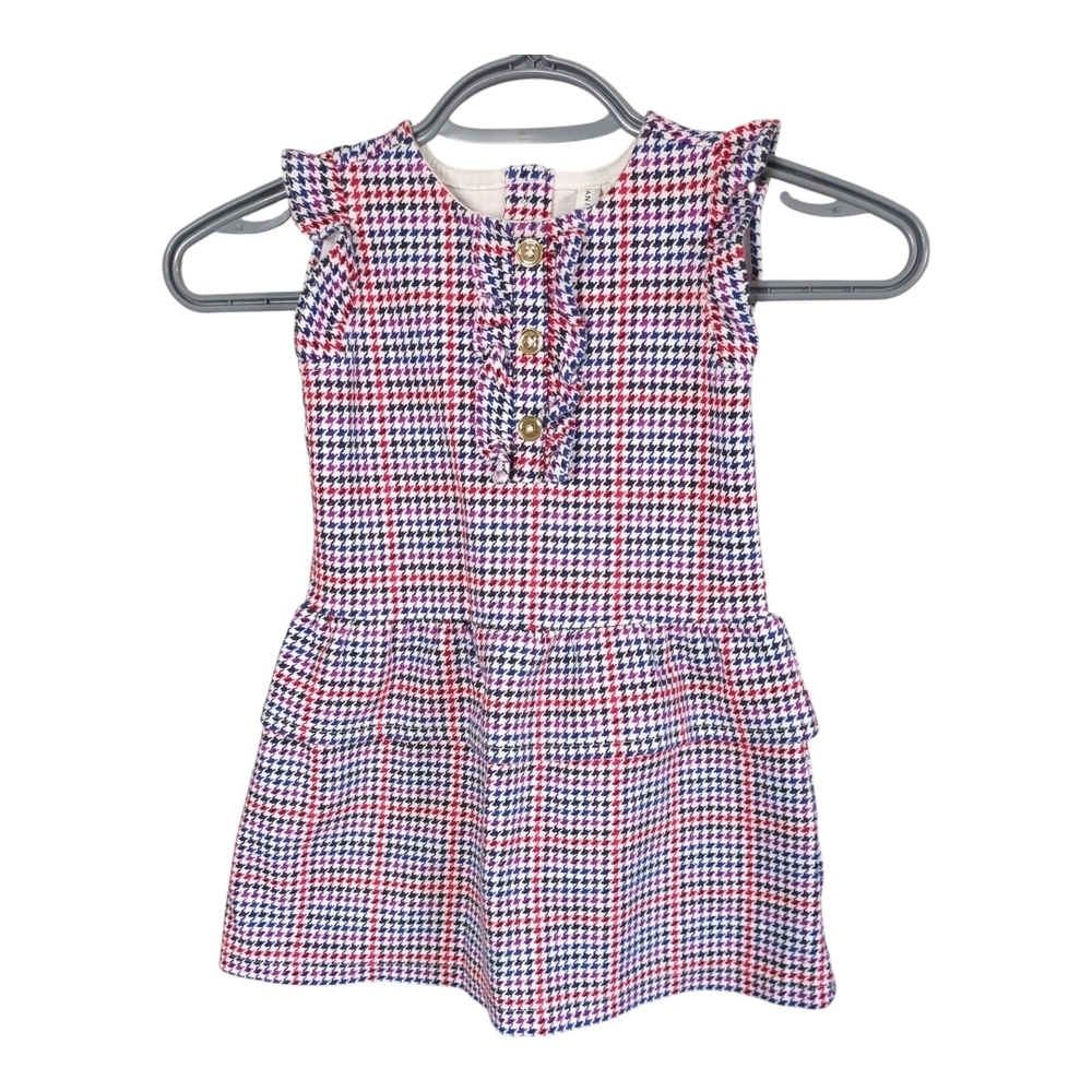 Janie and Jack‎ Houndstooth Plaid Ruffle Ponte Dress Sleeveless Size 3